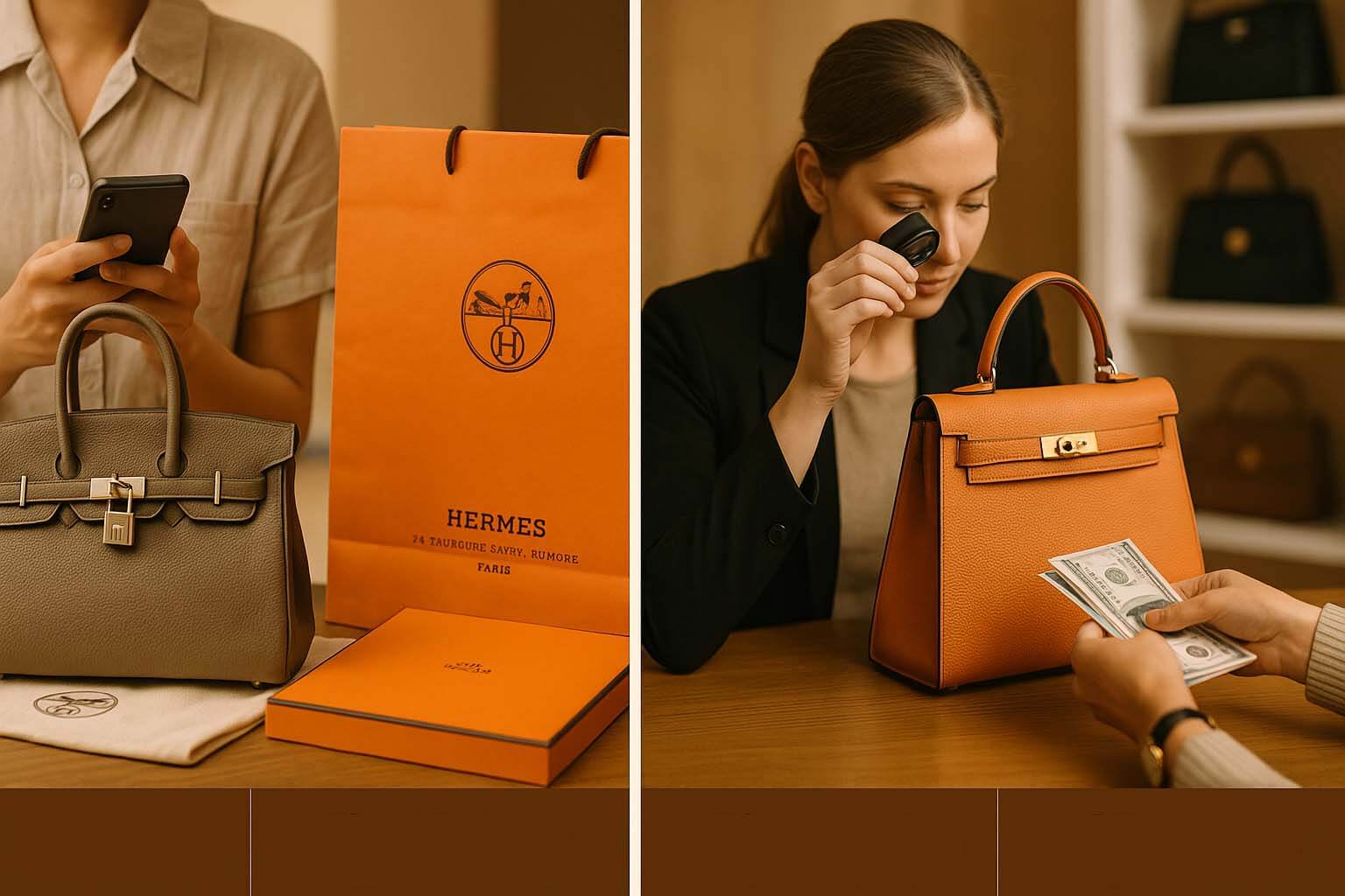 青蘋果3C 收購 Hermès Birkin 包現場估價流程，附原廠盒裝與購證，加 LINE 傳照快速估價，台中台南高雄三店當場現金付款